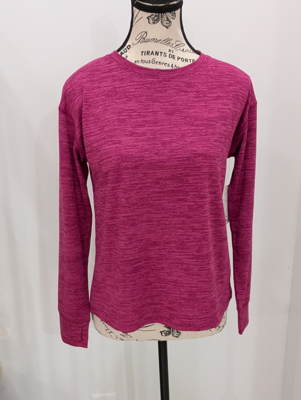 XERSION | Women's Wine Melange Textured Quick-Dri Exercise Top